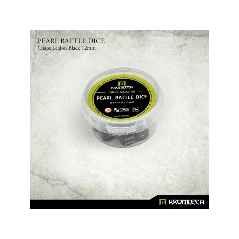 Pearl Battle Dice 12mm X25 - Chaos Legion Black 4 Pearl Battle Dice 12mm X25 - Chaos Legion Black – Image 2